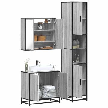 4 Piece Bathroom Furniture Set Grey Sonoma - Stylish Storage