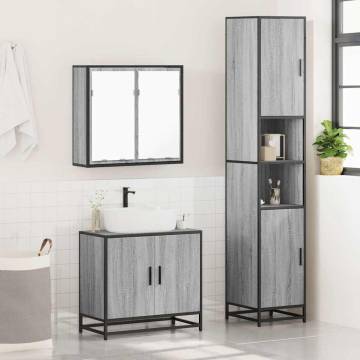 4 Piece Bathroom Furniture Set Grey Sonoma - Stylish Storage