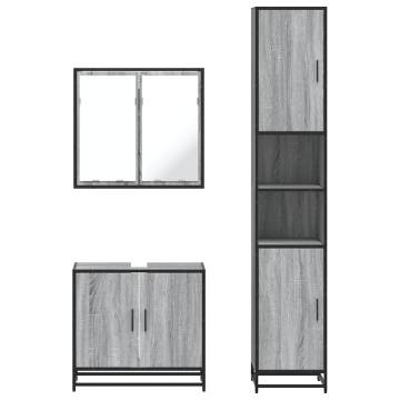 4 Piece Bathroom Furniture Set Grey Sonoma - Stylish Storage