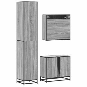 4 Piece Bathroom Furniture Set Grey Sonoma - Stylish Storage