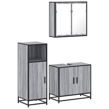 3 Piece Bathroom Furniture Set - Grey Sonoma | HipoMarket