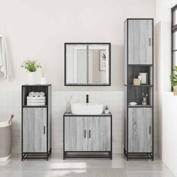 3 Piece Bathroom Furniture Set - Grey Sonoma | HipoMarket