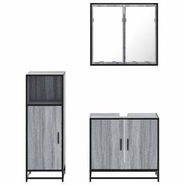 3 Piece Bathroom Furniture Set - Grey Sonoma | HipoMarket