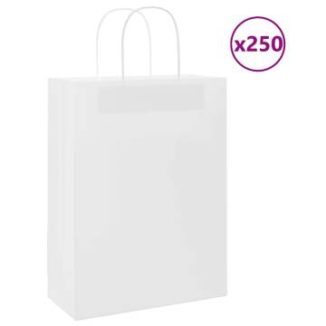 250 White Paper Bags with Handles - Eco-Friendly Packaging