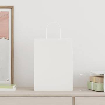 250 White Paper Bags with Handles - Eco-Friendly Packaging