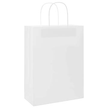 250 White Paper Bags with Handles - Eco-Friendly Packaging