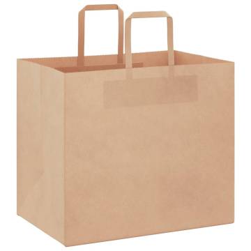 50 Pack Brown Paper Bags with Handles - Eco-Friendly & Durable