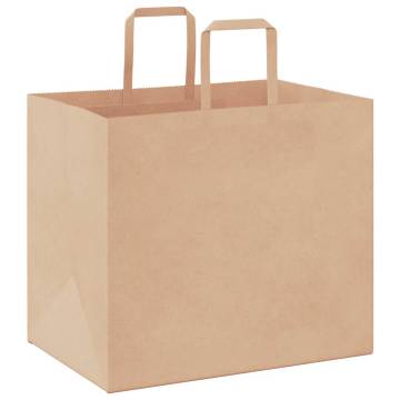 50 Pack Brown Paper Bags with Handles - Eco-Friendly & Durable