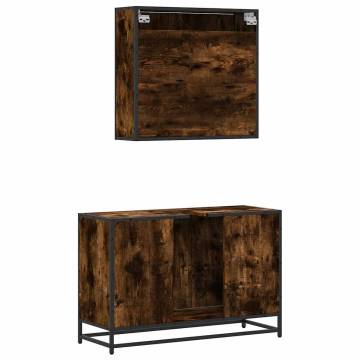 2 Piece Bathroom Furniture Set in Smoked Oak - Stylish & Durable