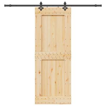 Sliding Door with Hardware Set - Solid Wood Pine 85x210 cm