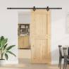 Sliding Door with Hardware Set - Solid Wood Pine 85x210 cm