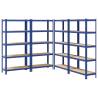 5-Layer Storage Shelves - Blue Steel & Engineered Wood (4 pcs)