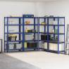 5-Layer Storage Shelves - Blue Steel & Engineered Wood (4 pcs)