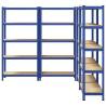 5-Layer Storage Shelves - Blue Steel & Engineered Wood (4 pcs)