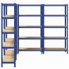 5-Layer Storage Shelves - Blue Steel & Engineered Wood (4 pcs)