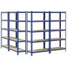 5-Layer Storage Shelves - Blue Steel & Engineered Wood (4 pcs)