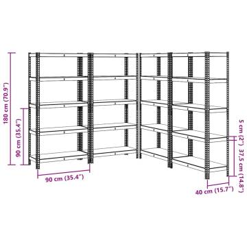 5-Layer Storage Shelves - Blue Steel & Engineered Wood (4 pcs)