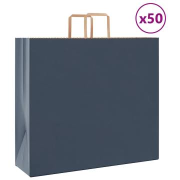 Durable Blue Paper Bags 50 pcs - Eco-Friendly & Versatile