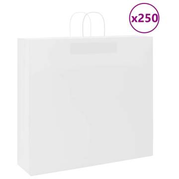 250 White Paper Bags with Handles - Eco-Friendly & Durable