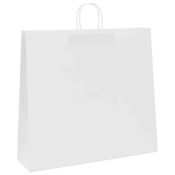 250 White Paper Bags with Handles - Eco-Friendly & Durable