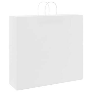 250 White Paper Bags with Handles - Eco-Friendly & Durable