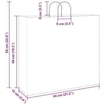 250 White Paper Bags with Handles - Eco-Friendly & Durable