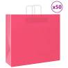 Pink Paper Bags with Handles - 50 pcs - Eco-Friendly Packaging