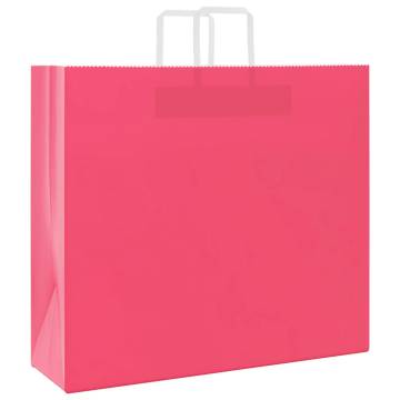 Pink Paper Bags with Handles - 50 pcs - Eco-Friendly Packaging