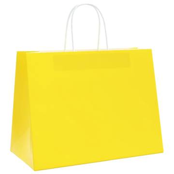 250 Yellow Paper Bags with Handles - Durable & Eco-Friendly