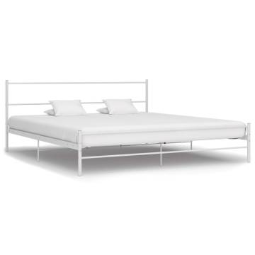 284697 White Metal Bed Frame 180x200 cm Super King | HipoMarket