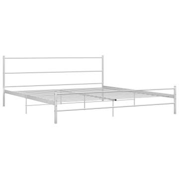 284697 White Metal Bed Frame 180x200 cm Super King | HipoMarket