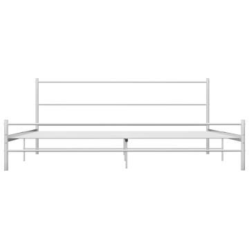 284697 White Metal Bed Frame 180x200 cm Super King | HipoMarket