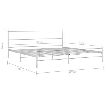 284697 White Metal Bed Frame 180x200 cm Super King | HipoMarket