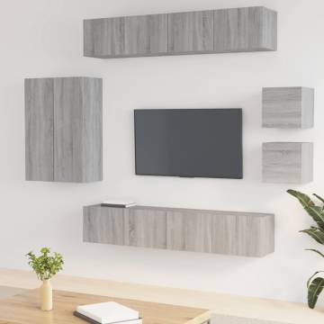 8 Piece Grey Sonoma TV Cabinet Set - Modern & Stylish Design