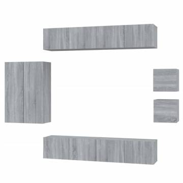 8 Piece Grey Sonoma TV Cabinet Set - Modern & Stylish Design