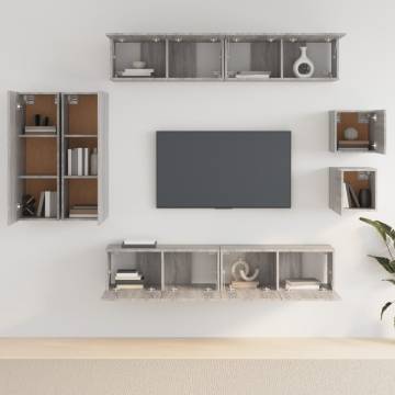 8 Piece Grey Sonoma TV Cabinet Set - Modern & Stylish Design