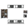 8 Piece Grey Sonoma TV Cabinet Set - Modern & Stylish Design