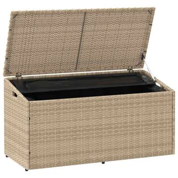 Durable Beige Garden Storage Box | 110x50x58 cm Poly Rattan