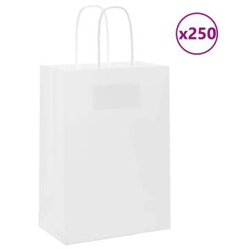 250 White Paper Bags with Handles | Eco-Friendly Packaging