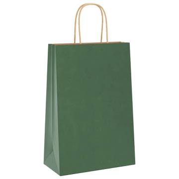 Eco-Friendly Green Paper Bags with Handles - 50 pcs | HipoMarket