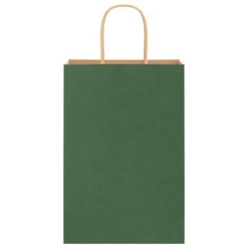 Eco-Friendly Green Paper Bags with Handles - 50 pcs | HipoMarket