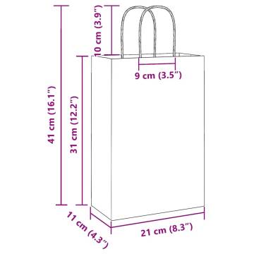 Eco-Friendly Green Paper Bags with Handles - 50 pcs | HipoMarket