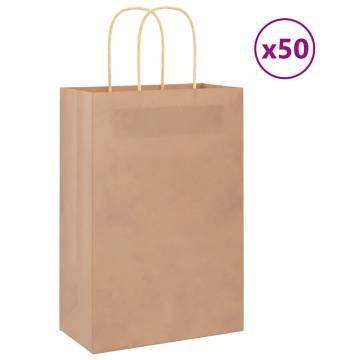 Sustainable Brown Paper Bags 50 pcs with Handles | HipoMarket