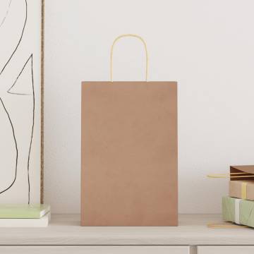 Sustainable Brown Paper Bags 50 pcs with Handles | HipoMarket