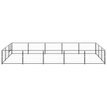 Dog Kennel Black 15 m² Steel - Durable Outdoor Enclosure