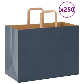 Durable Blue Paper Bags with Handles - 250 pcs | HipoMarket