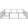 Dog Kennel Black 15 m² Steel - Durable Outdoor Enclosure