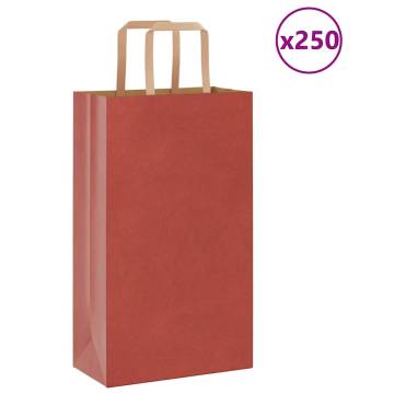 Red Paper Bags with Handles - 250 pcs | Eco-Friendly Packaging