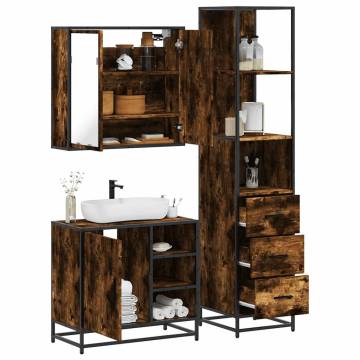 3 Piece Bathroom Furniture Set in Smoked Oak | Hipo Market