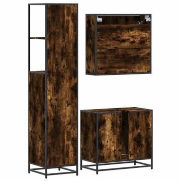 3 Piece Bathroom Furniture Set in Smoked Oak | Hipo Market